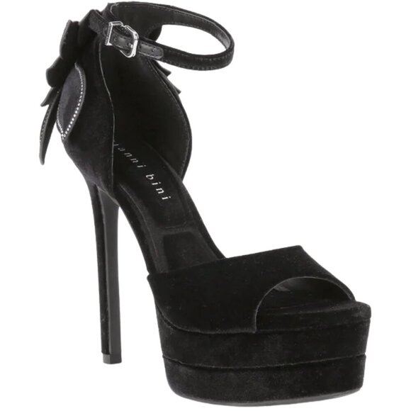 NEW Gianni Bini Karmello Velvet Flower Ankle Strap Platform Dress Sandals - Picture 1 of 6